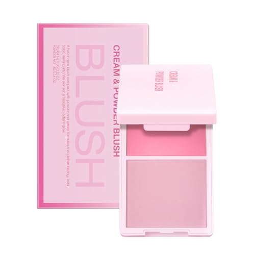 Colorete portátil 2 en 1 en crema y polvo, maquillaje de contorno suave para maquillaje diario y ocasión especial