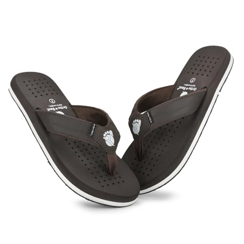 Image of Ortho + Rest Men's Flip Flops, Slippers For Men Daily Use | Soft Cushioned, Anti Skid, Lightweight Casual Chappal, Orthopedic Diabetic Comfortable Footwear, Breathable Cushion Flipflops