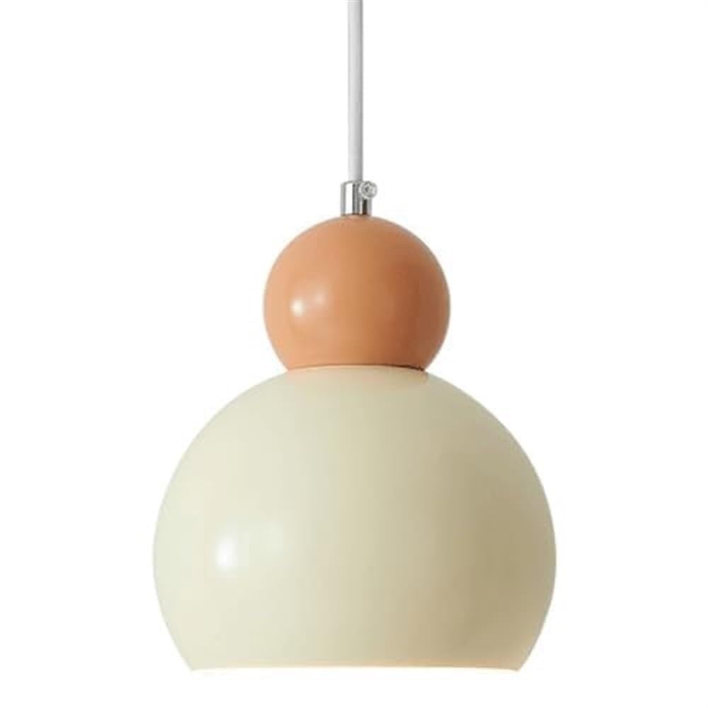 NHPJFDC 5.9-Inch Cream Dome Wrought Iron Hanging Lamp Retro Mid-Century Nordic Bedside Pendant Light Kitchen Island Bar Dining Room Minimalist Fixtures with 78.7" Adjustable Cord E26 Base