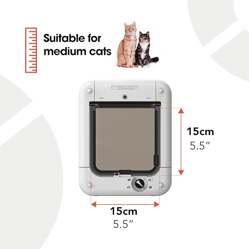Cat Mate Mikrochip-Aktivierte Katzenklappe (360) - Für Katzen und Kleine Hunde, Geeignet für Bis zu 30 Haustiere, Kompatibel mit Einfach-/Doppelverglasung, UPVC, Wände und Holz, Weiß