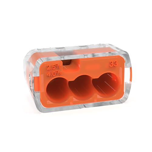 Ideal Electrical in-Sure Push-in Electric Wire Connector, 3-Port (30-1033P), Bag of 100—Color Coded No-Twist Connectors for Solid and Stranded Wires by Ideal Industries - Image 2