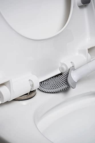 Image of Silicone Toilet Brush, Flexible Brush, Toilet Cleaning Brush, Long Handle, Wall Mount, hygienic Brush