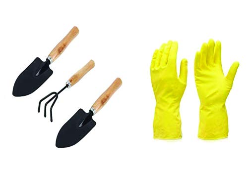 DeoDap Gardening Tools kit for Home Gardening Set | Hand Cultivator | Small Trowel | Garden Fork | with Gardening Reusable Gloves | Gardening Set with Smooth Finish Wooden Handles | Set of 4pcs | DeoDap Gardening Tools kit for Home Gardening Set | Hand Cultivator | Small Trowel | Garden Fork | with Gardening Reusable Gloves | Gardening Set with Smooth Finish Wooden Handles | Set of 4pcs |