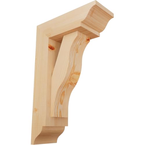 5 1/2"W x 14"D x 22"H Funston Traditional Smooth Bracket w/Offset Brace, Douglas Fir