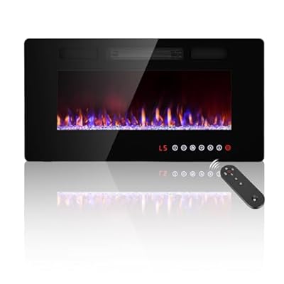BREEZEHEAT 36 inch Electric Fireplace Inserts-Recessed Fireplace for TV Stand