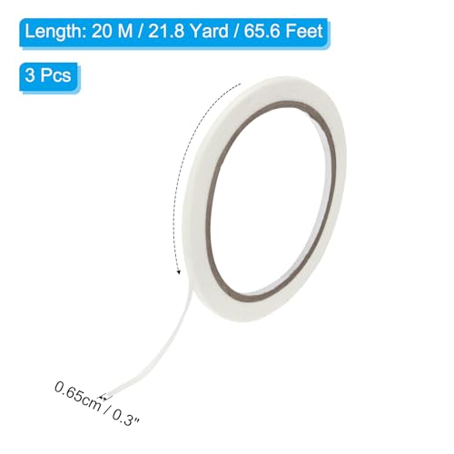 Image of PATIKIL Masking Tape 0.3 Inch x 22 Yard, 3 Roll General Purpose Adhesive Painting Tape Painters Tape for Arts Crafts Label, White