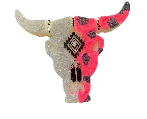 Bull Skull Car Freshie with Cow Print, Winter Candy Apple