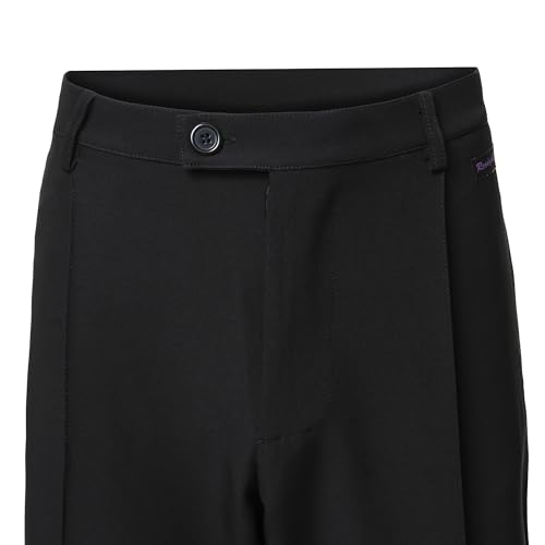 Ready4Dance Herren Tanz Hose für Standardtanz und Gesellschaftstanz, mit abgesteppter Buegelfalte vorne, Seitentaschen und Guertelschlaufen,05 Schwarz,L