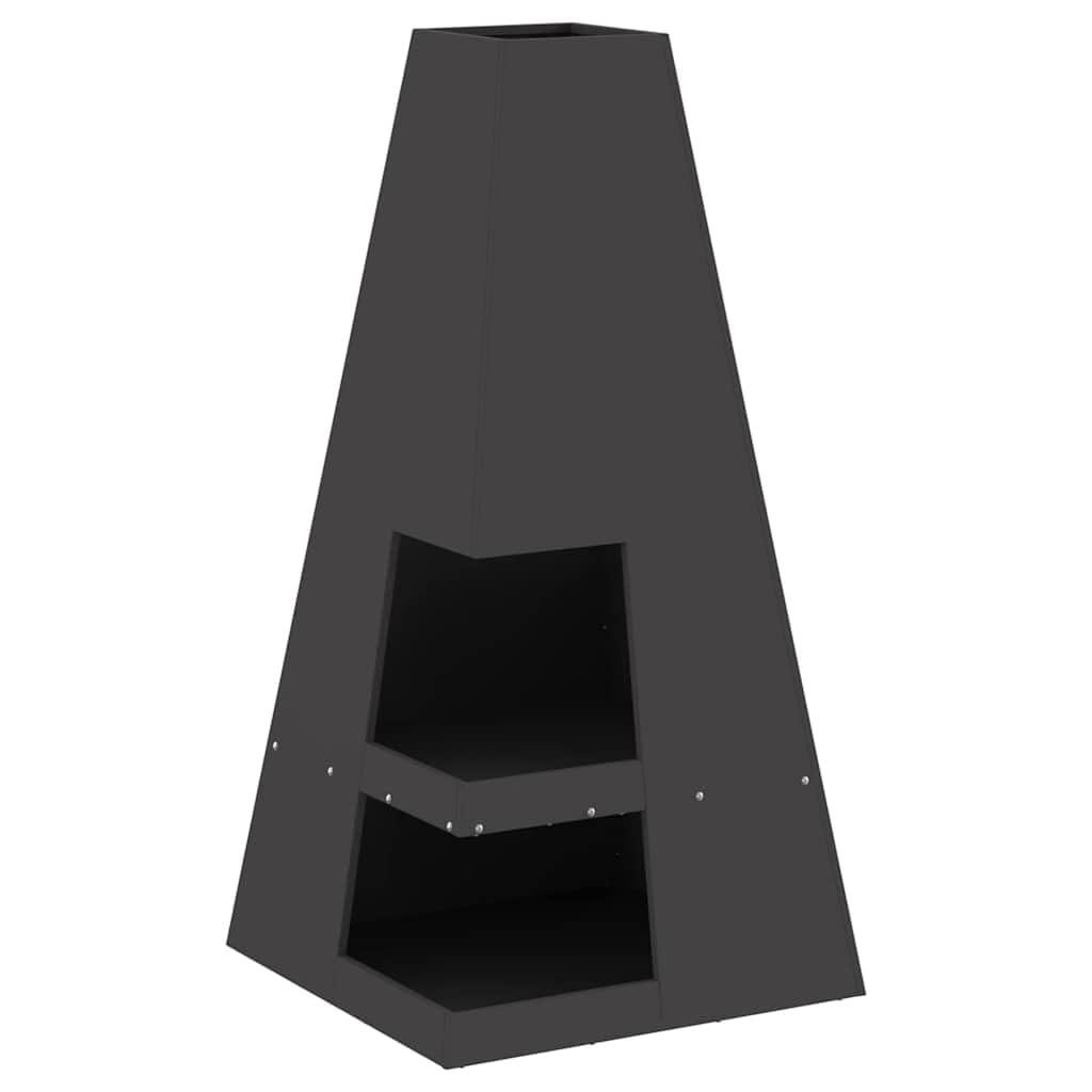Braciere da giardino in robusto acciaio, 50 x 50 x 100 cm, braciere per terrazza e campeggio, nero