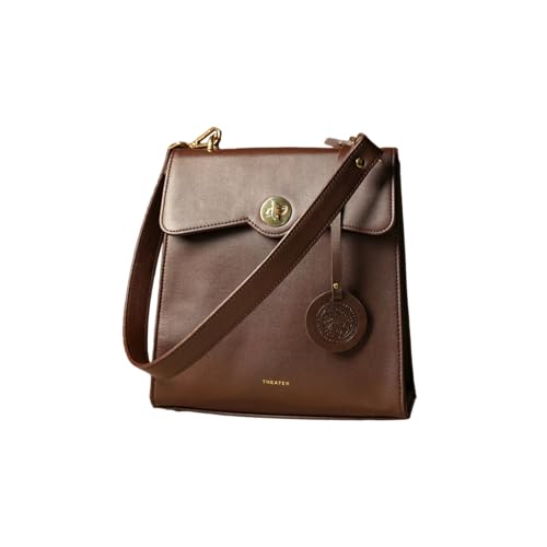 Image of Theater Peggy Satchel Bag for Women | Vintage Structured Crossbody Handbag | Faux Leather Panel with Turn Lock Closure | Classic Medium Shoulder Purse