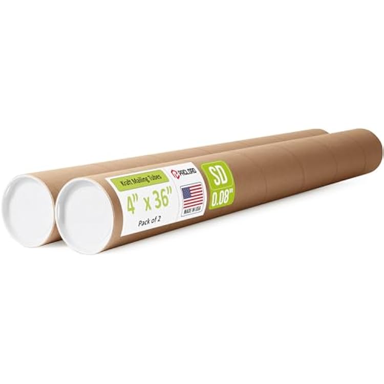 4x6 Inch Reinforced Mailing Tubes 2-Pack - USPS Approved Poster Shipping Tubes With Caps