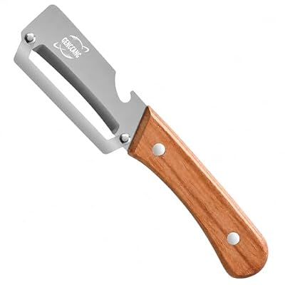 GENGCANG MultiFunctional Vegetable Peeler, Non-Slip Wooden Handle with Sharp Stainless Steel Blade, Built-in Bottle Opener - Perfect Kitchen Peeler For Veggie, Fruit, Potato, Carrot, Apple