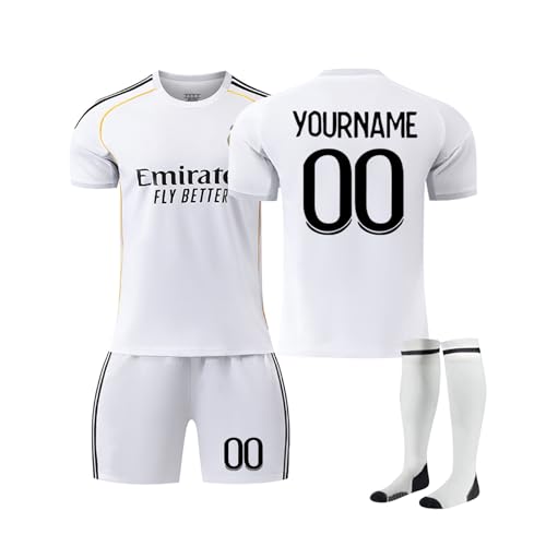 Générique Maillot de Foot Enfant Personnalisé 2024/2025 Ensemble de Maillots Domicile/Extérieur avec DIY Votre Nom Numéro,Football Maillots Tenues de Sport GarçOns...