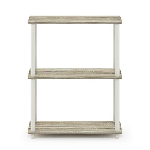 Image of Furinno TURN-N-TUBE Storage Shelves, 3-Tier Book Shelf, Corner Shelf, Toolless Open Shelves, for Organization and Storage, Living Room, Garage, Home Office, Sonoma Oak