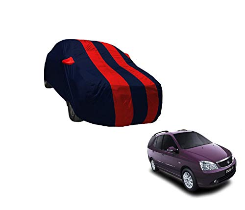Image of Auto Hub Car Cover Compatible with Tata Indigo Marina with Weather Proof, Mirror Pocket, Triple Stitched, Indigo Marina Car Cover- Navy-Red