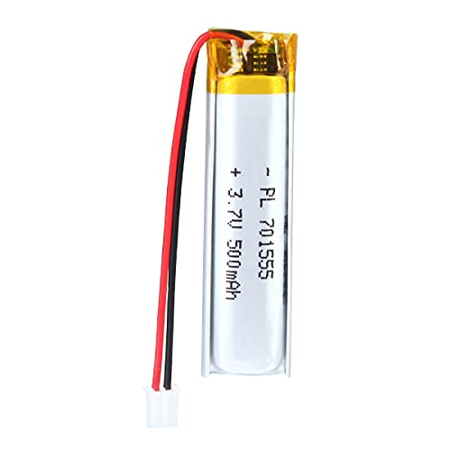 Lithium Polymer Battery 3.7V 500mAh 701555 Lipo Rechargeable Battery Pack with JST Connector for Bluetooth Speakers, Wireless Earbuds, Portable Electronics Lithium Polymer Battery 3.7V 500mAh 701555 Lipo Rechargeable Battery Pack with JST Connector for Bluetooth Speakers, Wireless Earbuds, Portable Electronics