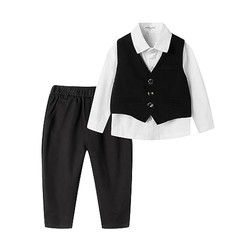 Image of Mud Kingdom Boys Suits for Weddings White Shirts, Vests and Pants Clothes Sets