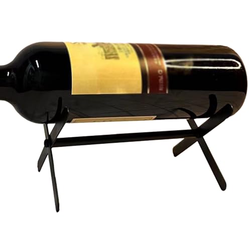 Goowafur Piano di Lavoro per portabottiglie, portabottiglie Singolo - Espositore Orizzontale per Vino in Metallo per Bottiglia Singola,Supporto Triangolare Elegante portabottiglie di Vino da Tavolo