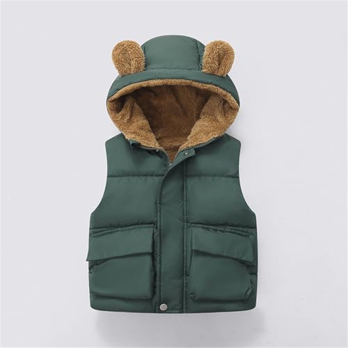 EnJoCho Toddler Boys Girls Hooded Puffer Vest Padded Warm Winter Jacket Sleeveless Bear Ears Zipper (Green, 2-3 Years)2