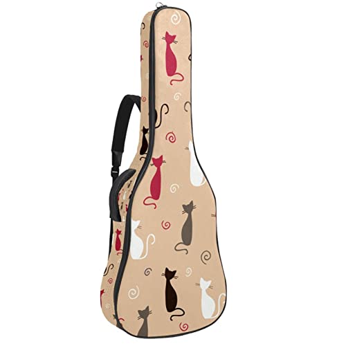 Sac à dos guitare acoustique imperméable 42.9 pouces motif chouettes avec organiseur de sac