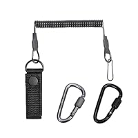 Lyivisk Taktisches Lanyard Spiralkabel Elastisches Sicherungsseil 100 cm Ausziehbar mit 2 Karabiner Paracord Schlüsselanhänger für Taschenlampe Schlüssel Angeln Camping Outdoor (Schwarz)