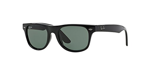 Ray-Ban Junior Kids' RJ9052S New Wayfarer Square Sunglasses, Black/Green, 44 mm