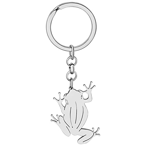 WEVENI Stainless Steel Cute Frog Keyring Key Chain Rings Purse Bag Charms for Women Girls