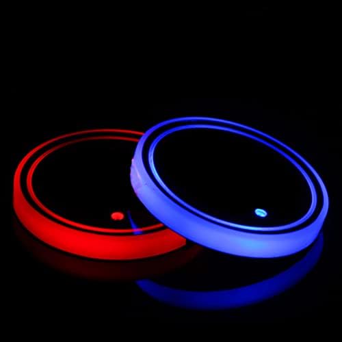 Dalimo Led Cup Holder Lights, 2 Pieces Car Cup Holder led Lights with 7 Colors USB Charging Mat Cup Pad Coaster Insert LED Interior Atmosphere Lamps