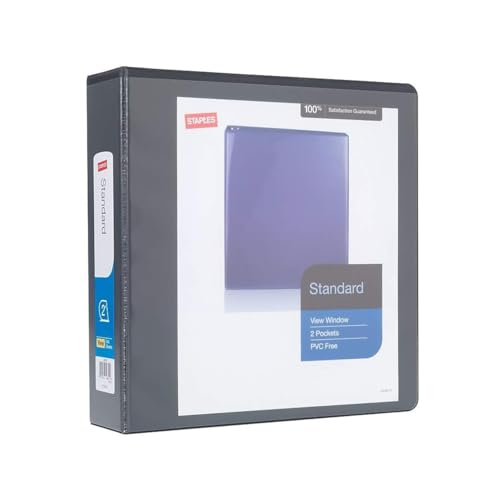 Staples Standard 2-Inch D-Ring View Binder, Black, 480 Sheets