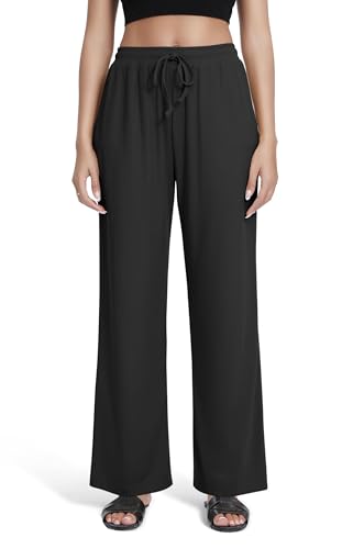 Urban CoCo Women's Wide Leg Palazzo Pants Elastic High Waist Casual Trousers Lightweight Summer Lounge Pants2