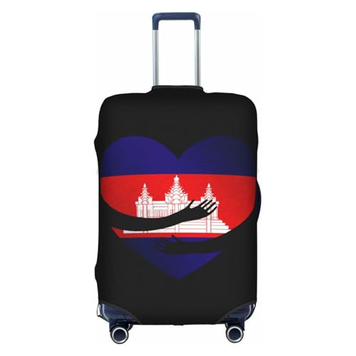 Travel Luggage Cover Cambodia Cambodian Flag Heart Fashion Washable Baggage Suitcase Protector Fit For Luggage Small
