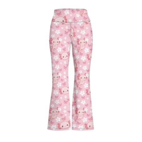 Image of Girls Leggings Floral Print High-Waisted Flared Pants 5-14 Years