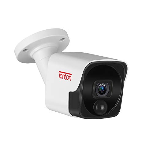 Tonton 5MP PoE IP Bullet Camera Outdoor,150Ft Long IR Night Vision,Audio Recording,Thermal Sensing PIR,ONVIF Compliant,Metal Housing Surveillance Video System,Suitable for Tonton PoE NVR Recorder