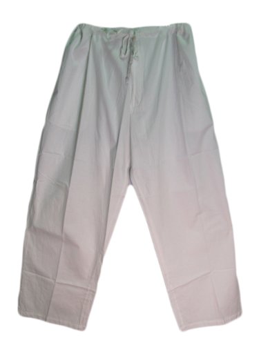 Men's White Drawstring Waist Yoga Cotton Casual Pants