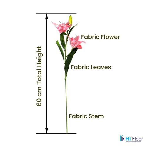 Image of Enhance Your Space with Artificial Leaf Decor Foliage for Stunning Interiors Decorative Items for Home;Office; Room; Living Room; Table; (Without Vase) (Pack of 1, Pink Lily)
