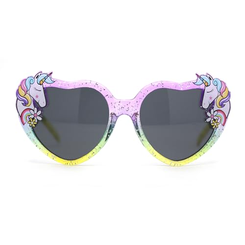 SA106 Girls Kids Unicorn Badge Tie Dye Glitter Plastic Hippie Sunglasses2