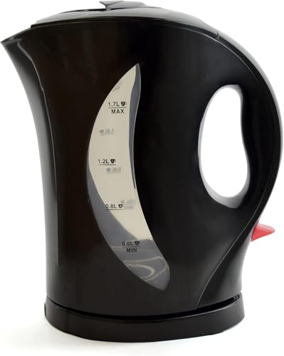 2000W 1.7L Electric Cordless Kettle - Dual Water Level Windows with Cup Indicators - Washable Filter On/Off Indicator Light -Automatic Safety Shut-Off - Black