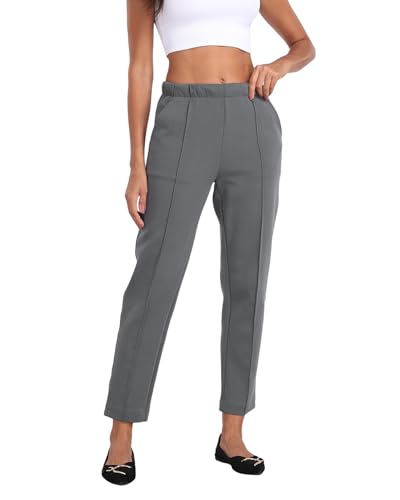 Pull-On Dress Pants for Women Casual Travel Business Work Trousers High Waisted Stretch Pant with Pockets