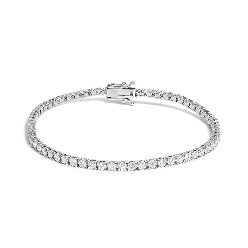 14K White Gold 3.00 Ctw Diamond Classic Standard 4 Prong Set Tennis Bracelet