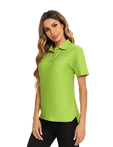 Kabeifu Women's Golf Polo Shirts Short Moisture Wicking Quick Drying For School Office (Fruit Green, M) #TOP1