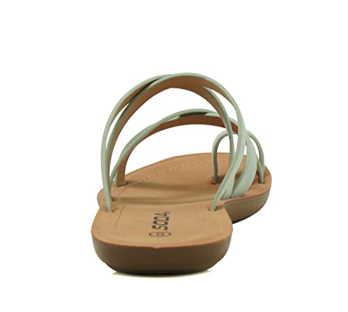 Soda Isabel ~Women Fashion Comfortable Slip On Flat Cross Bands Toe Ring Fashion Sandals (7, L-Mint, Numeric_7) #TOP1
