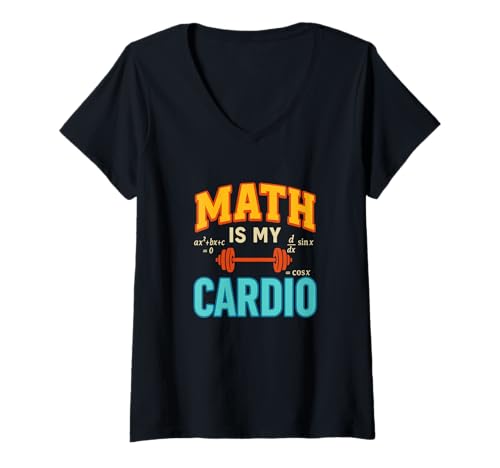 Femme Amusant Maths Cardio Workout Geek Humour Design T-Shirt avec Col en V