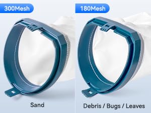 Handheld Pool Vacuum Cleaner Sand & Silt Filter Bag, Replacement Filter Bag (2 Pack), Applicable to T403, PC15 and PC18, Filter Bags ONLY, NOT Included Pool Vacuum