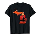 Great Lakes Shaped Men Women Sunset Michigan Lighthouse T-Shirt