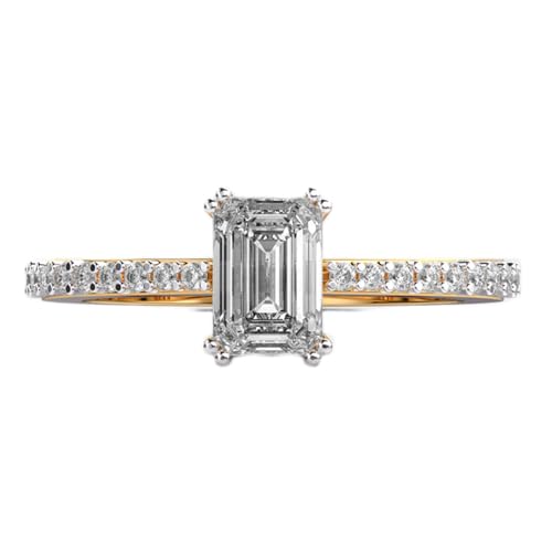 Bague solitaire émeraude en argent plaqué or, le cadeau idéal pour femme