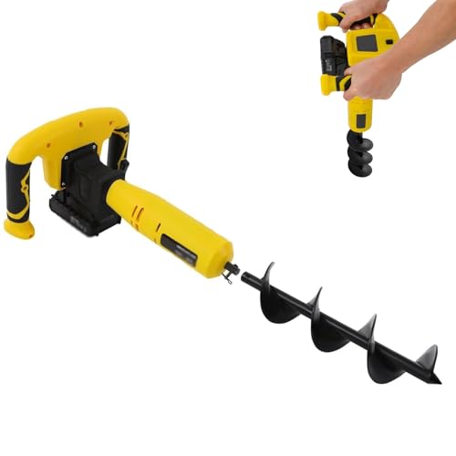 Cordless Electric Post Hole Digger with Reverse Function, Efficient Garden Spiral Drill Bit for Easy Installation of Posts
