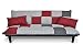 SAMIRA Divano Letto clic clac in Tessuto Grigio Scuro - Rosso - Grigio Chiaro - Divanetto MOD. Russell