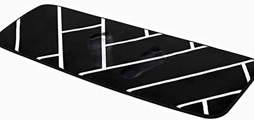 Pragovle Memory Foam Bath Mat Non Slip Absorbent Super Cozy Velvet Doormat for Bathroom and Livingroom Rug Carpet (16X48inch, Black Lines)