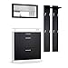 Vladon Penderie Loret Mini, Meuble d’entrée Comprenant 1 Commode à Chaussures, 1 Miroir Mural et 2 Panneaux Porte-Manteaux, Blanc Mat/Noir Mat