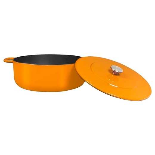 Combekk Gietijzeren pan, Dutch Oven, vrij van BPA en PFAS, 100% gerecycled, 28 cm, 6,8 l, voor alle warmtebronnen, oranje